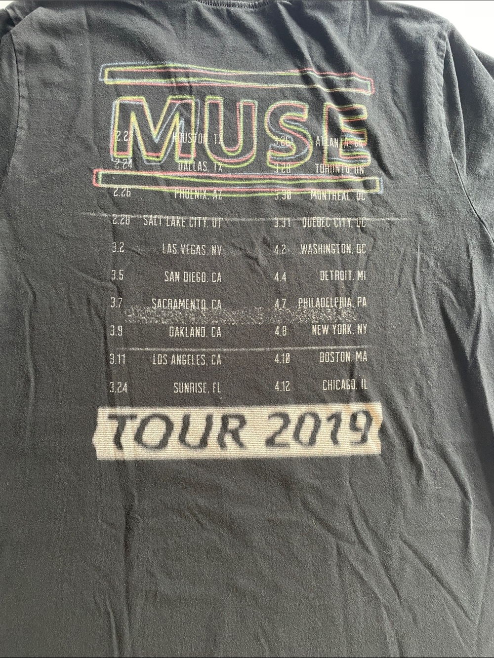 Muse Black Short-Sleeve Tour 2019 Tee with Neon Outline Logo